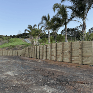 Timber retaining wall